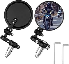 Fousenuk Universal Motorcycle Mirror Set, Rotating Motorcycle Rear View Mirror with Hexagon Socket, Round Motorcycle Mirror, Foldable Handlebar End Mirror Compatible with Scooter, E-Bike, ATV, Moped