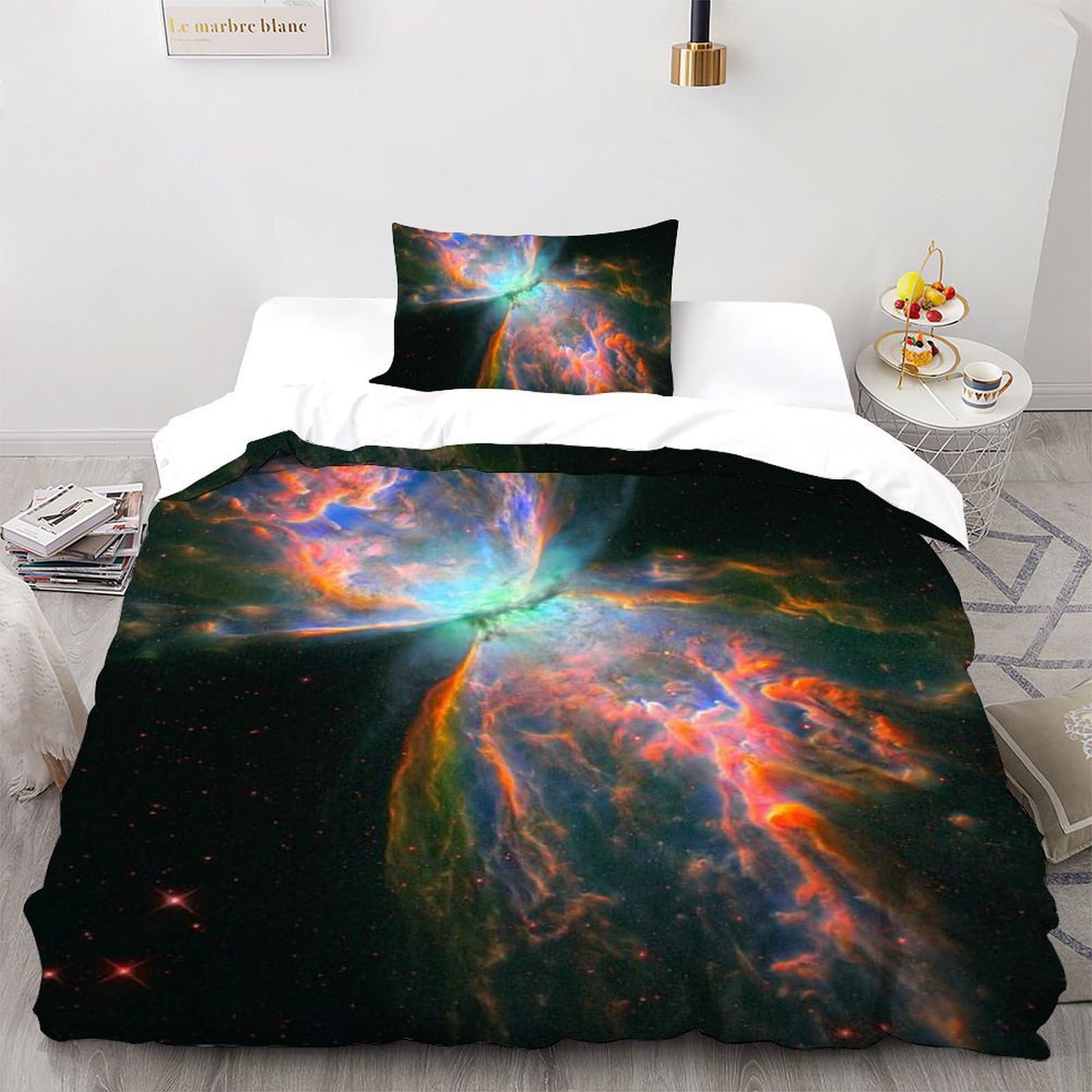 Housses de couettes 2 pièces espace et galaxie en microfibre 135x200