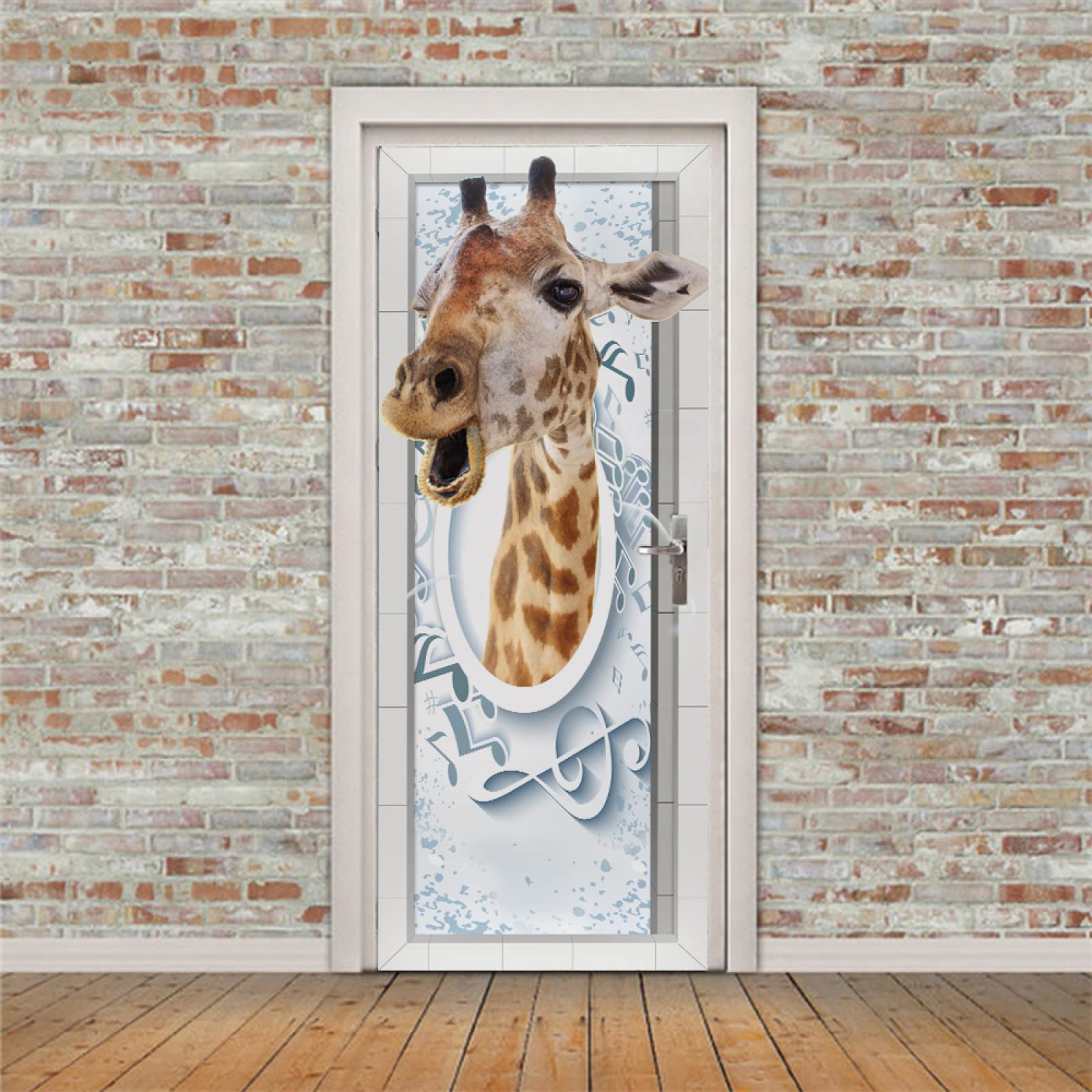 3D Tür-Tapete Selbstklebend - Gelbe Holztür Optik 100x200 Cm