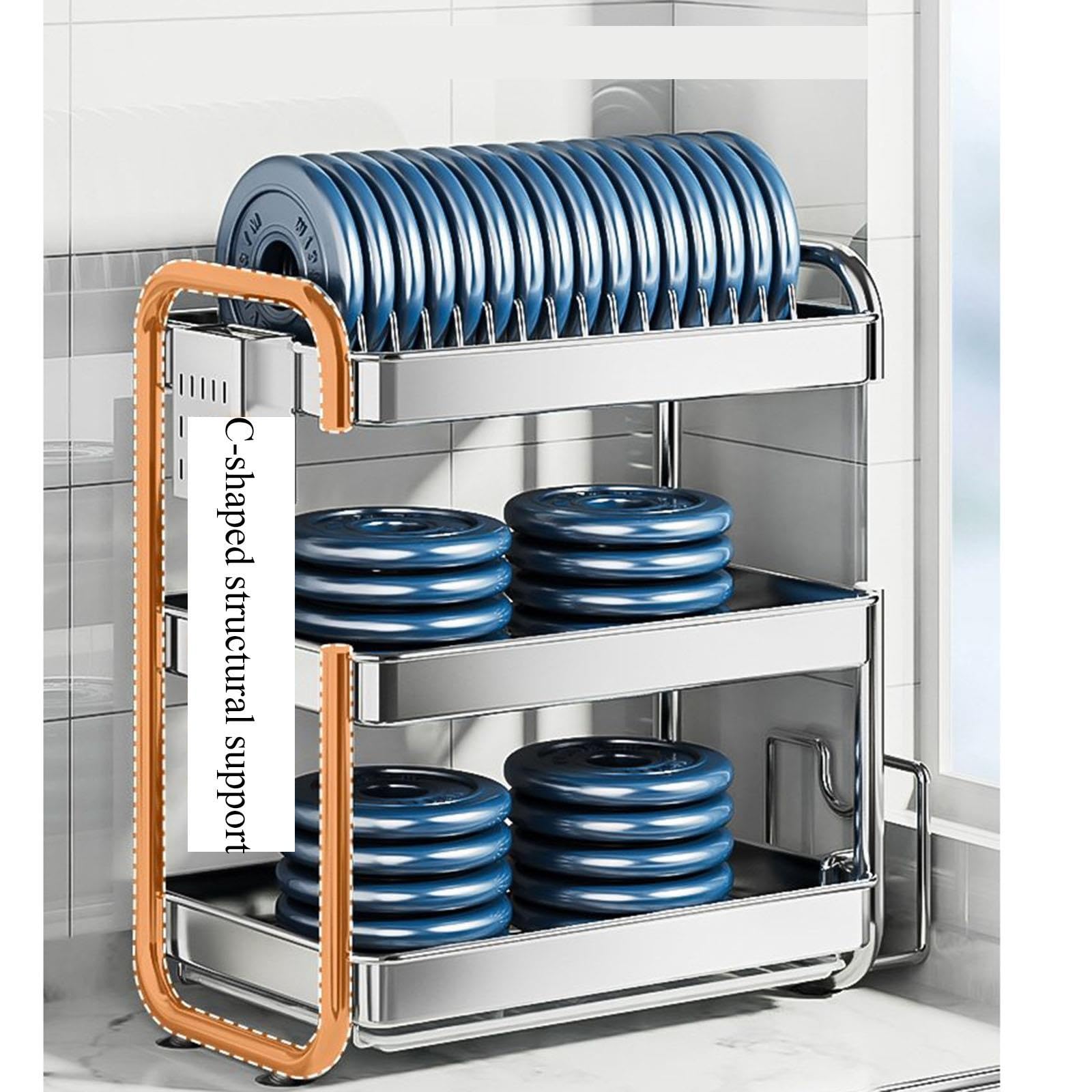 Escurridor multifuncional de acero inoxidable para cocina, resistente a la corrosión, diseño que ahorra espacio, sostiene platos, utensilios, vasos, fácil de limpiar, construcción duradera