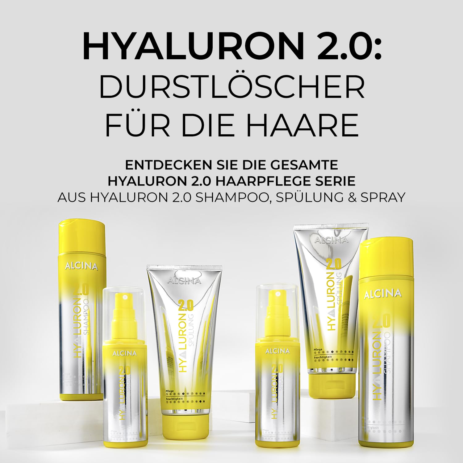 ALCINA Hyaluron 2.0 Spray (2 x 125 ml) - Spray für trockene & spröde Haare - für Glanz & Geschmeidigkeit - verhindert Hitzeschäden bis zu 230°C - Haarpflege mit Hyaluronsäure & Kaktusfeigenextrakt