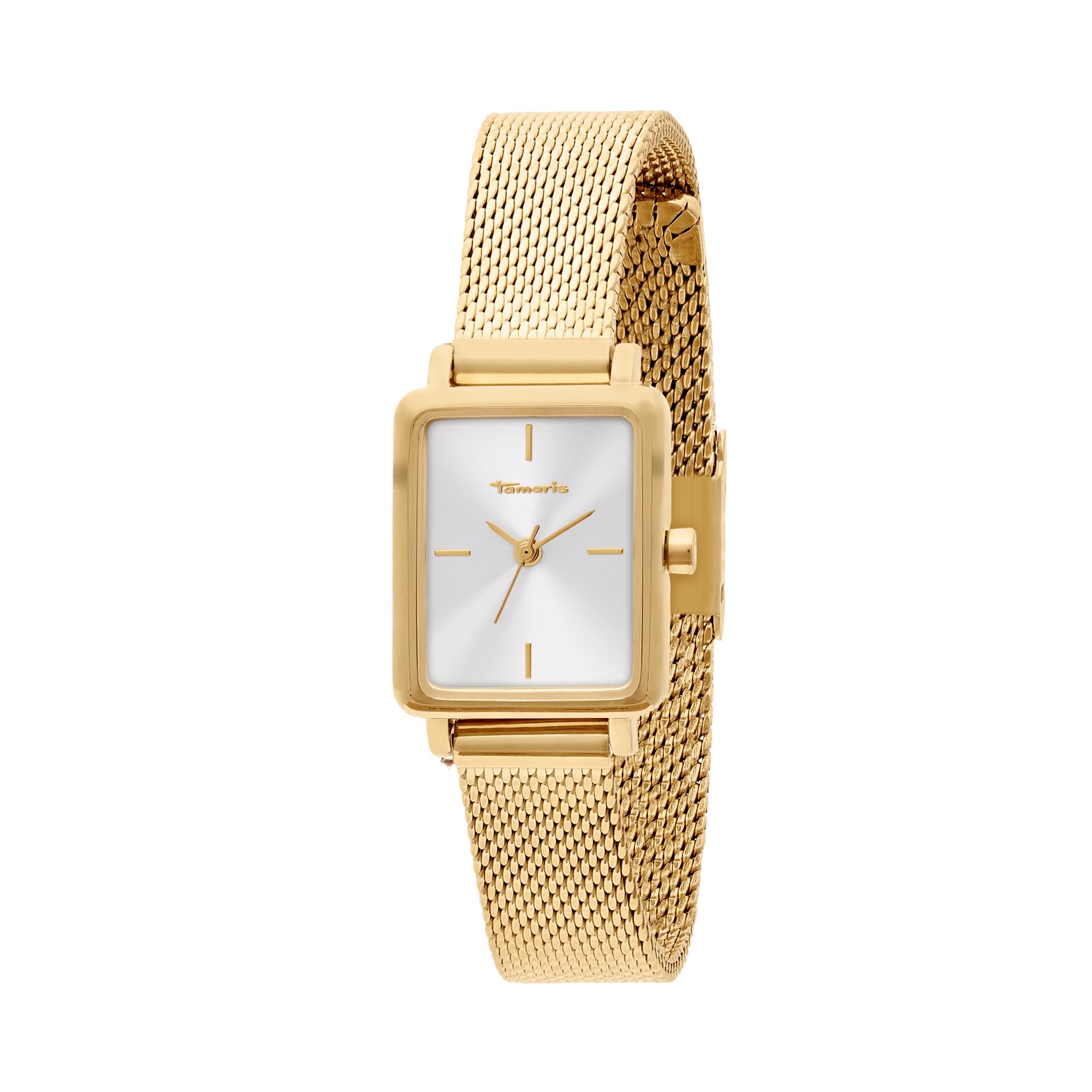 Tamaris Damenuhr - Elegante Damen Armbanduhr mit schmalem, selbstkürzbaren Meshband aus Edelstahl, 3ATM Wasserdicht