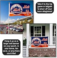 Vista 4 de WinCraft Bandera con logotipo de los New York Mets de 3 x 5 pies con ojal