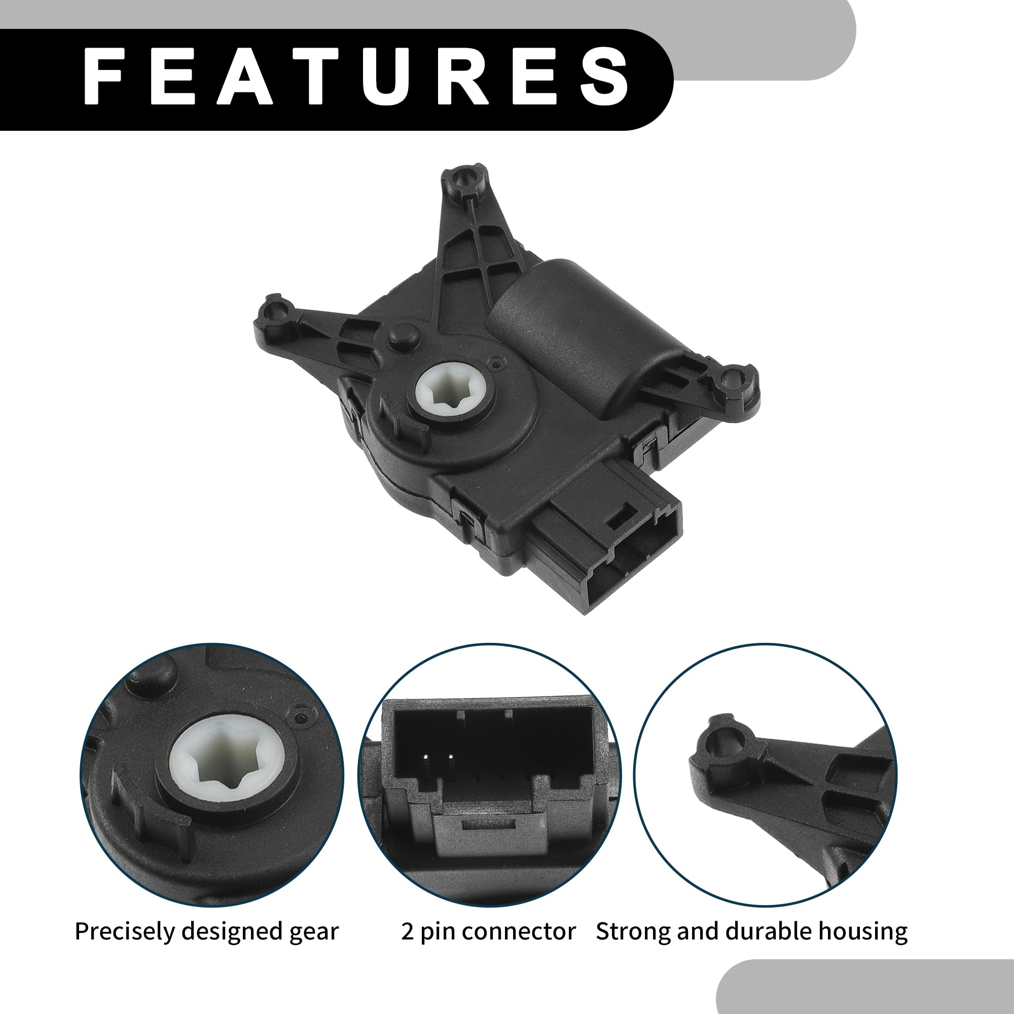Attuatore di controllo porta dell'aria di miscelazione del riscaldatore HVAC No.5Q0907511H - Attuatore porta dell'aria auto - per A3 2015-2017 Plastica Nera - 1 pz