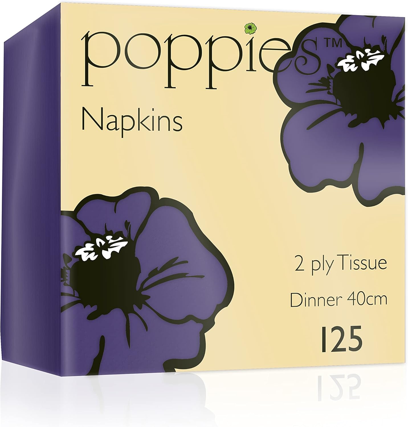 Poppies Purple Napkins 40cm 2ply Pack of 125 Disposable Napkins