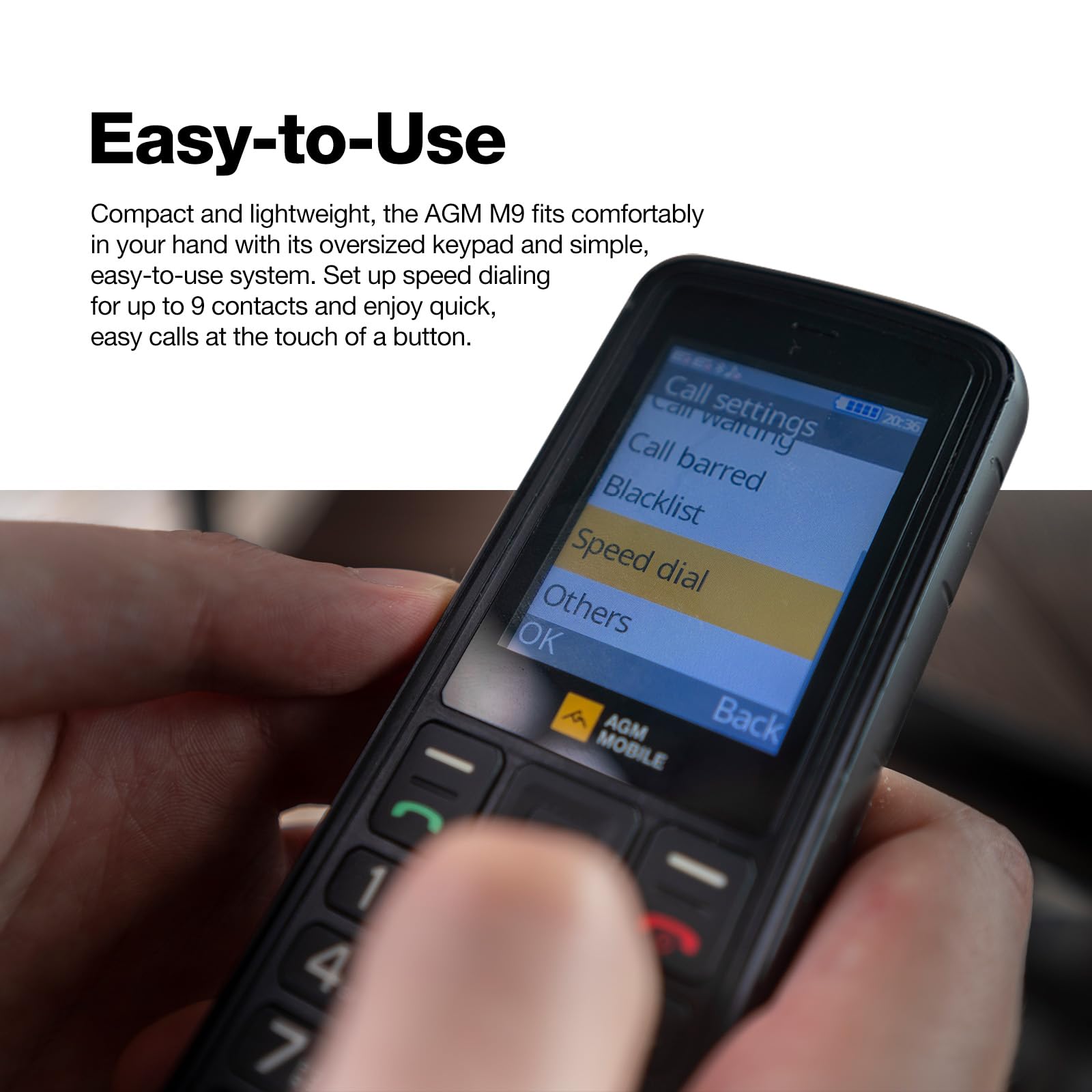 AGM M9 Feature Phone, 4G LTE Unlocked - T-Mobile Compatible, 3 Card Slots/128GB TF Expand, IP68 Waterproof/Drop-Proof, Large Buttons & Font, Speed Dial, Rugged Basic Cellphone with FM Radio/Flashlight