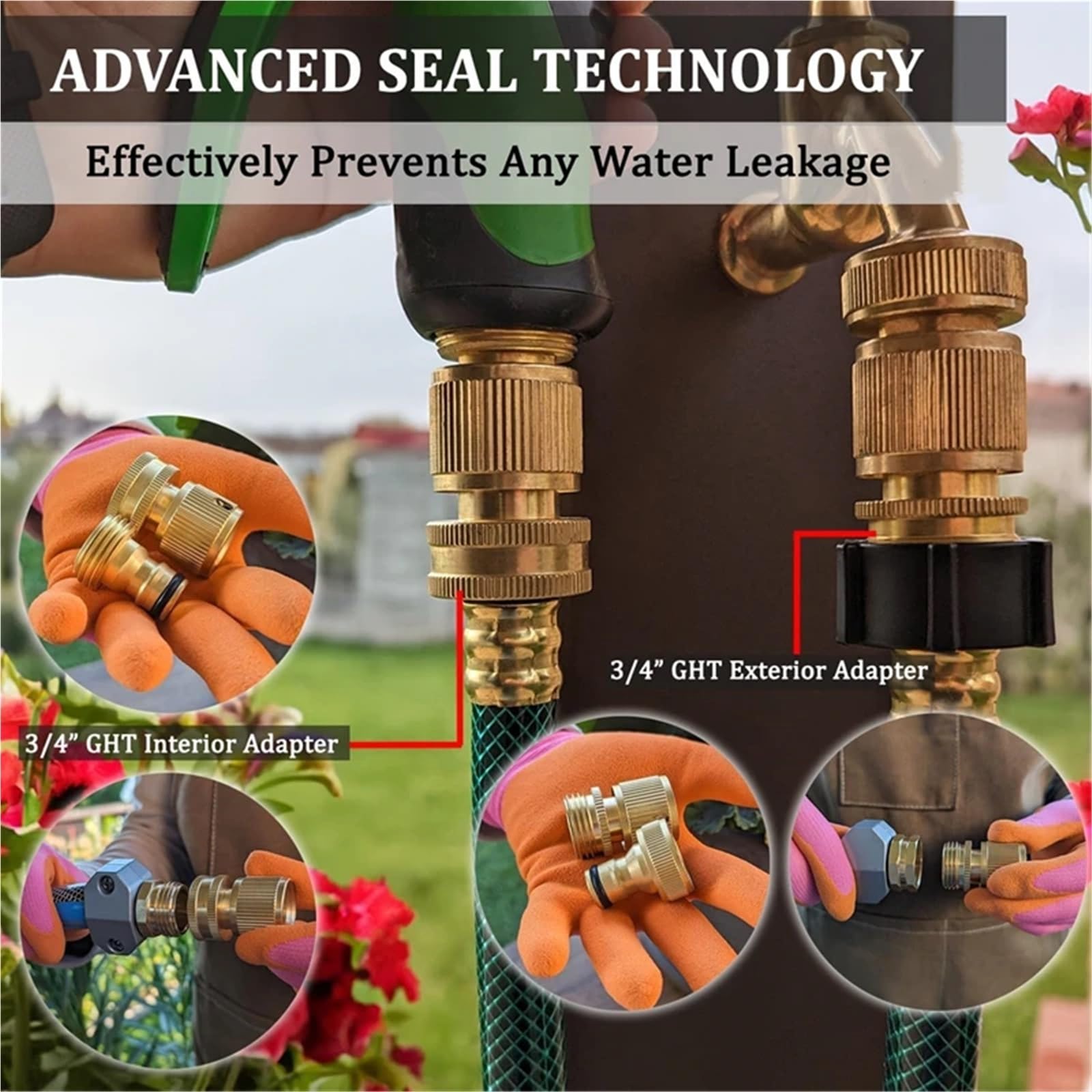 Brass Water Hose Quick Fittings Release Hose Connector Fit for 3/4" Gardening Hoses Garden Hose Quick Disconnect Set(4 Set ())