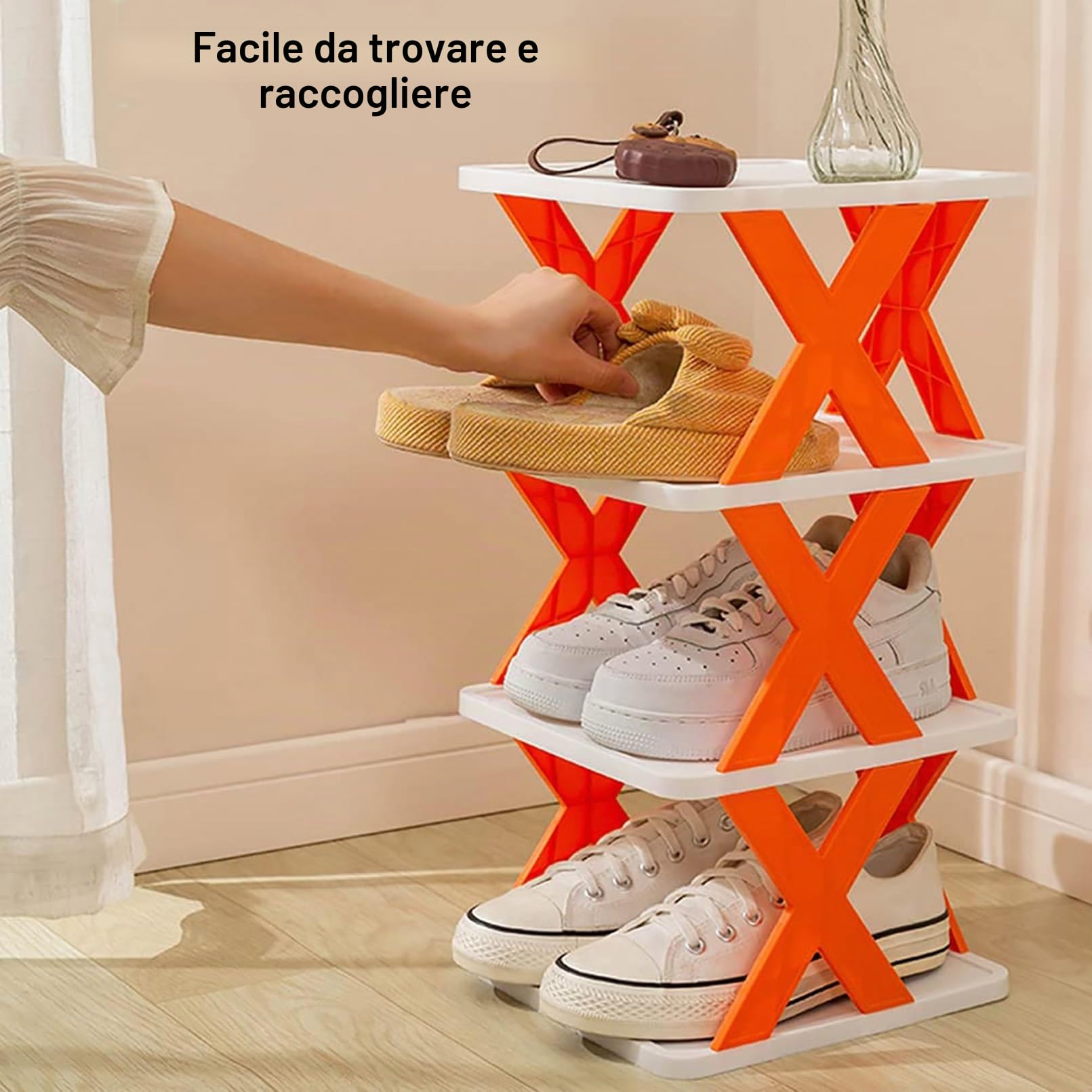 Scarpiera Verticale, Torre Per Scarpe A 7 Ripiani, Shoe Rack Impilabile, Porta Scarpe Salvaspazio, Scarpiere Multistrato, Porta Scarpe Impilabile Organizzatore, Per Ingresso/Camera/Salotto/Corridoio (