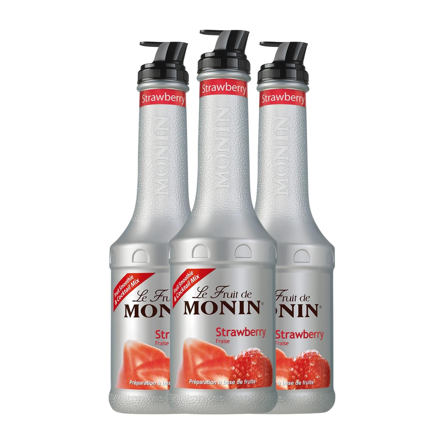 Schnapp MoninCocktail Puré Fresa Strawberry sin alcohol Botella Misil 1 L (Caja de 3 Botella Misil de 1 L)