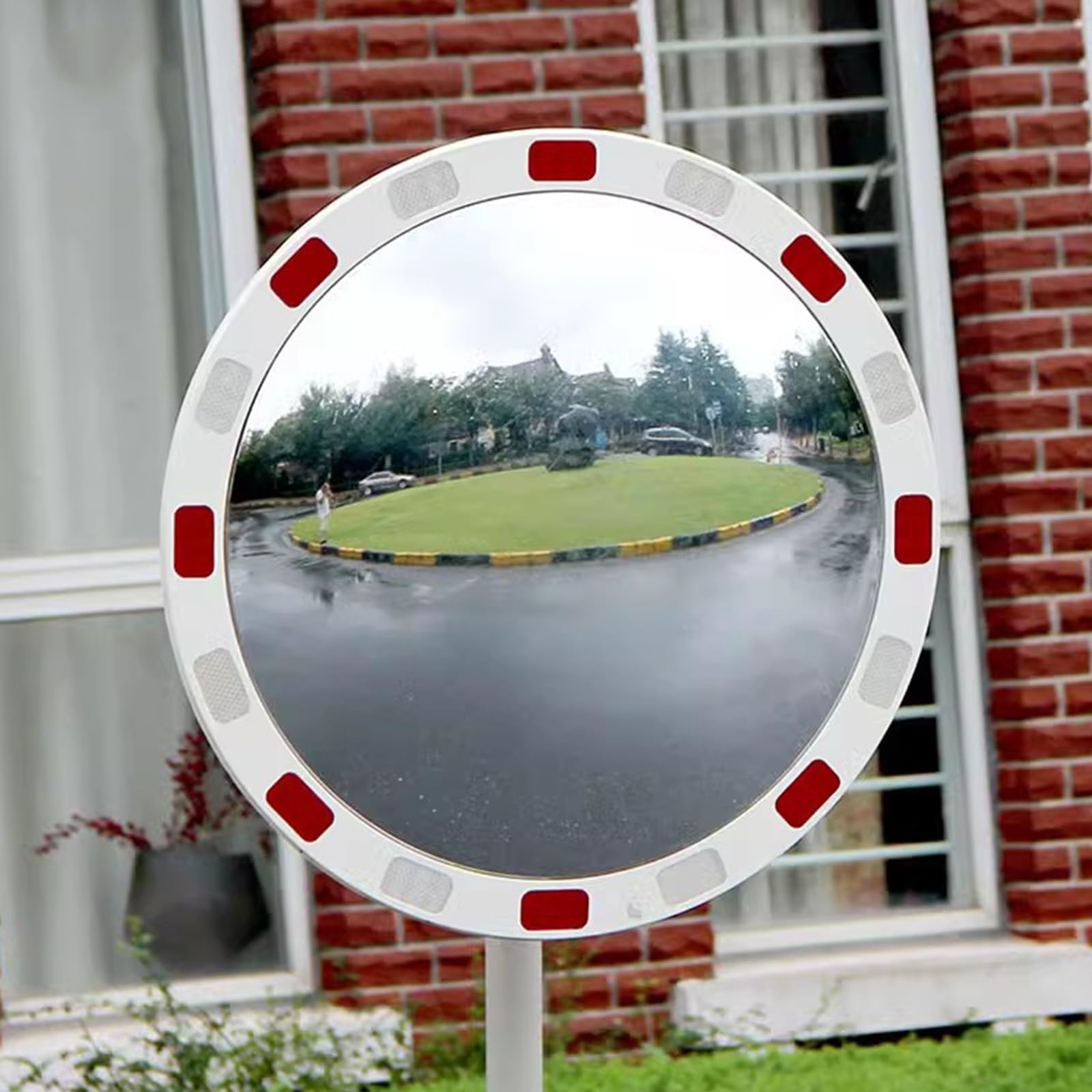 Miroir incurvé d'angle mort blanc de sécurité routière pour intersection et virage - 8