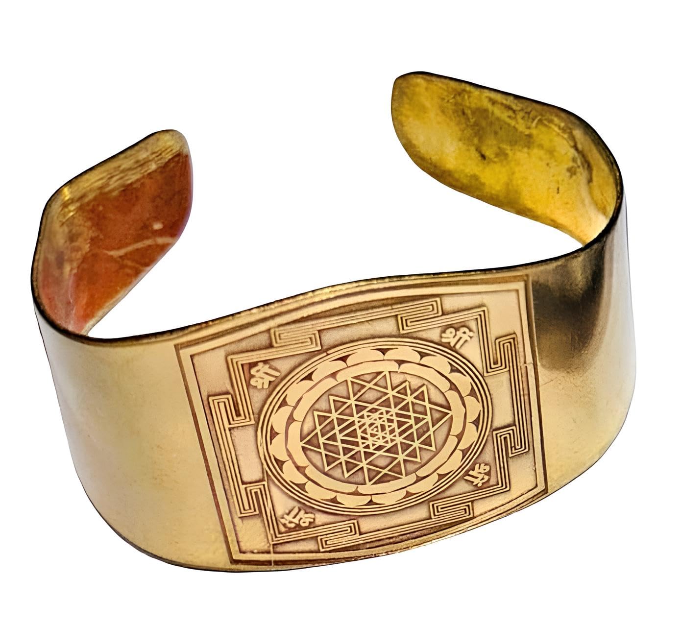 Shree Yantra Kada Brass Golden Designer Brass Shri Yantra Cuff Bangle-image-40