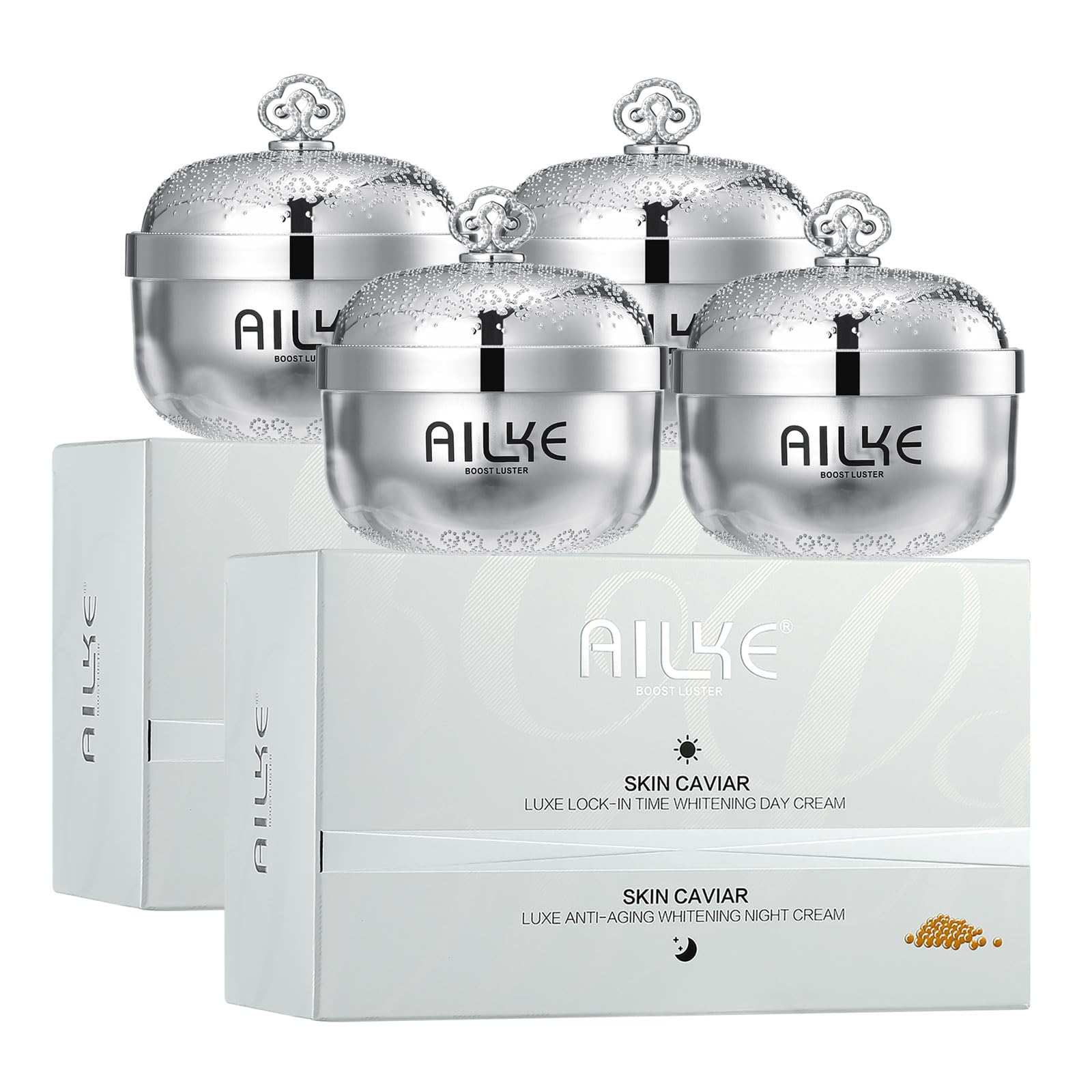 AILKE Caviar Extracts Face Moisturizer Whitening Cream, Anti Aging Cream For Reduce Aging Spots, Wrinkle, Fine Lines, With Sodium Hyaluronate, Collagen, 50g (Pack of 2)