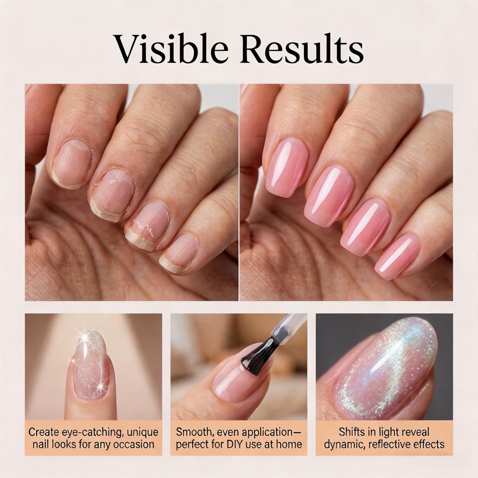 Rosa Glitter Nail Strengthener,Aria Asciutta Rosa Glitter Nail Polish per le Donne,Lunga Durata Formula Quick Dry con Scintillante Lucido Finitura,per fai da te Manicure Casa e Uso Quotidiano (8pcs)