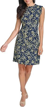 Tommy Hilfiger Women's Sleeveless Ruffle Neck Jersey Dress