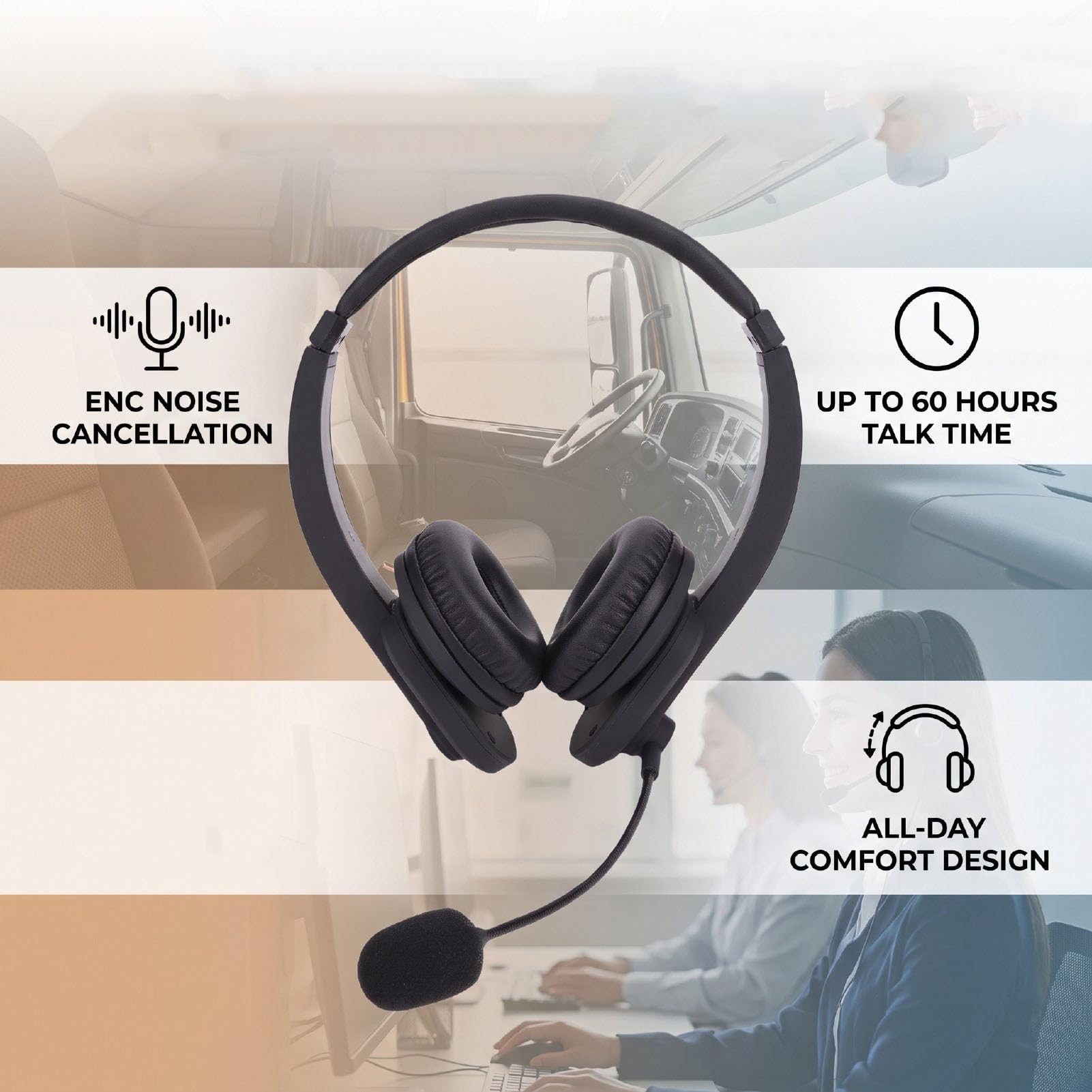 SENECESLI Casque Bluetooth Trucker, Casque sans Fil avec Microphone