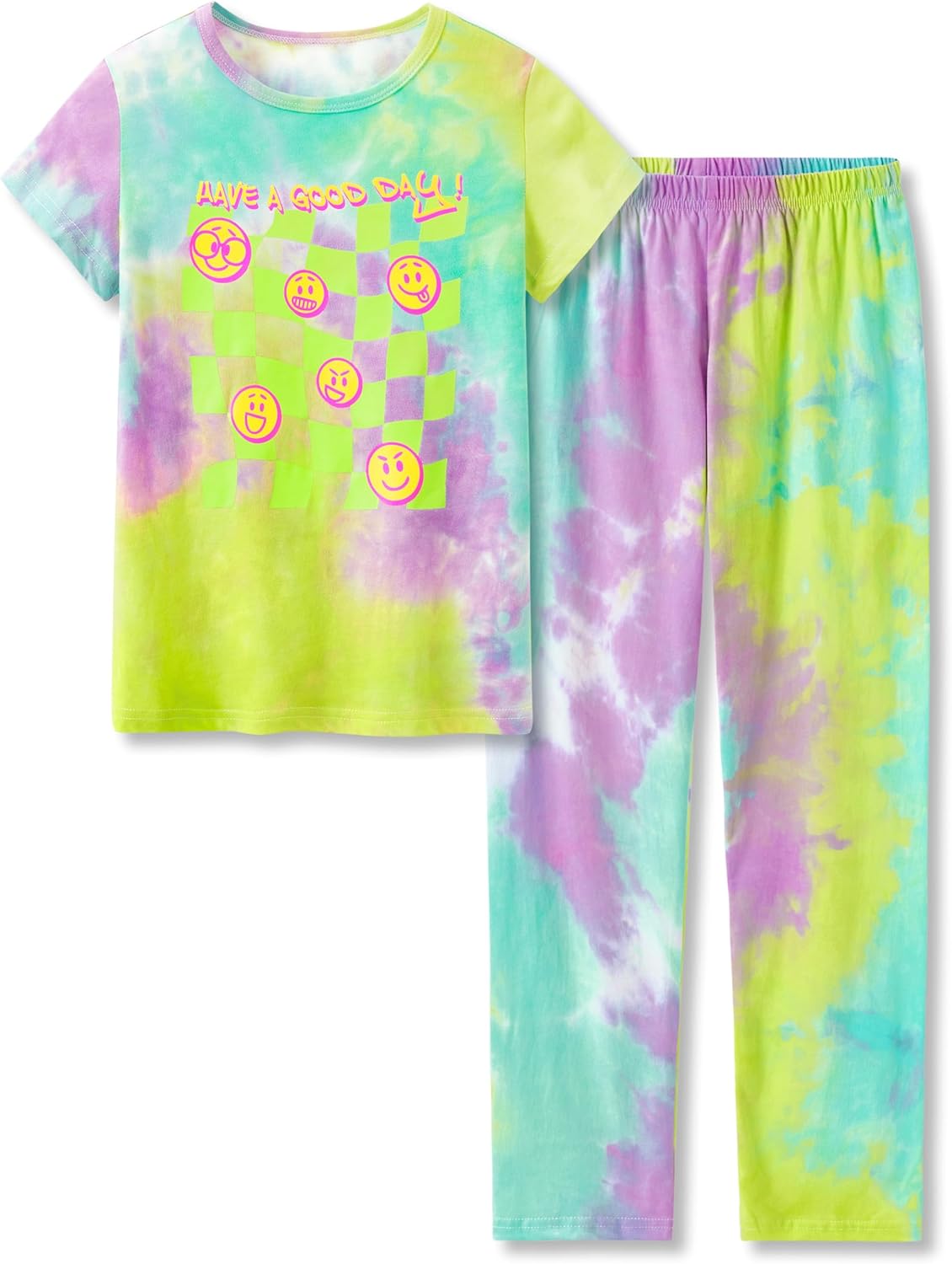 Tie Dye Checker & Face (Short Sleeves & Pants Set)