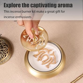 Chinese Incense Burner Kit, Copper Making Set With Mold Tools, Home Fragrance Accessory, Powder Burner for Yoga Meditation Gift
