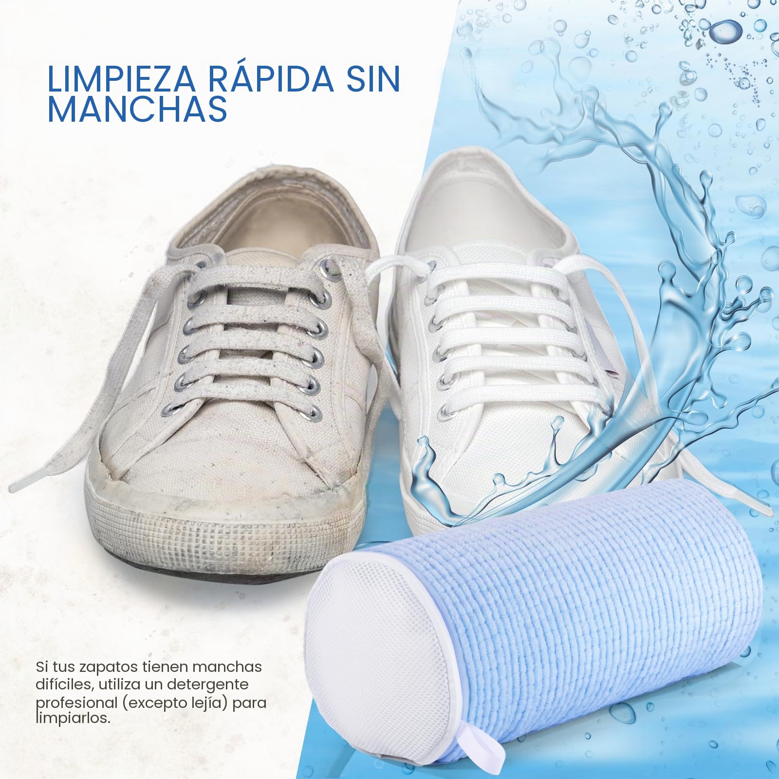 Teletrogy 2 Piezas Bolsa Zapatillas Lavadora con Horma Ajustable, Azul