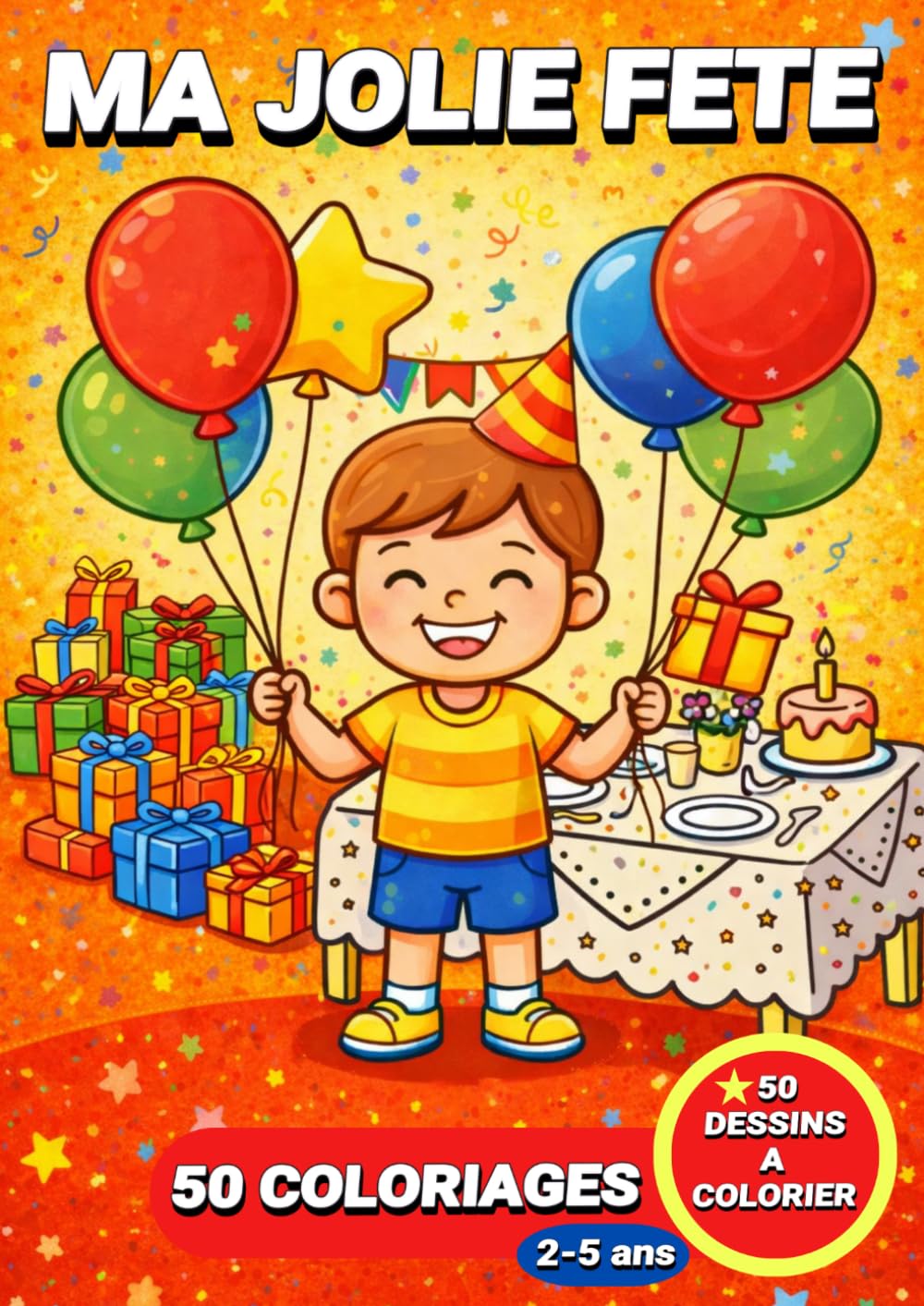 Ma jolie fête: Livre de coloriage ma jolie fête pour enfants – 50 coloriages pour les enfants de 2 à 5 ans (JemColorier)