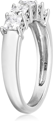 Miniatura 3 de Tienda Essentials Anillo de plata de ley chapada en platino o oro con 5 piedras de corte princesa hecho con circonitas Infinite Elements