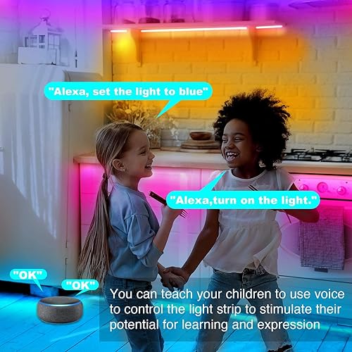 Miniatura 8 de dalattin Luces LED inteligentes WiFi de 130 pies, funciona con Alexa Google Assistant, control remoto de voz con aplicación, tira de luces LED RGB