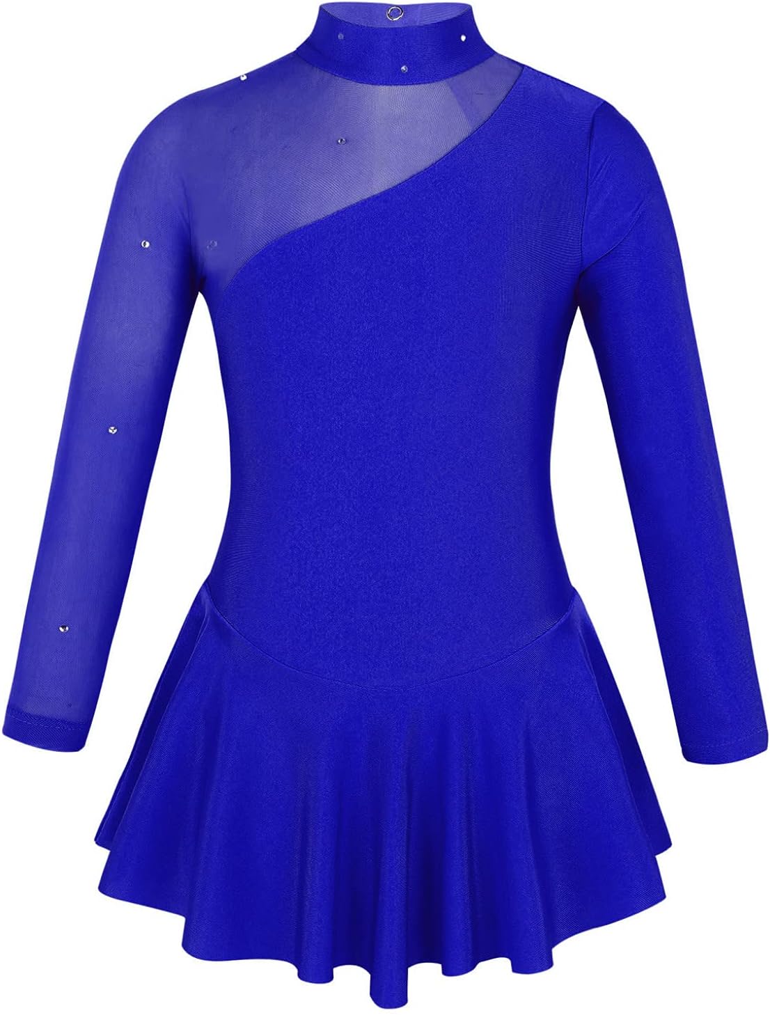Kaerm Kids Girls Shiny Long Sleeves Mock Neck Figure Ice Skating Skirt Ballet Dance Gymnastics Leotard Dress