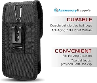 AH Military Grade Cell Phone Belt Holder Pouch, for iPhone 11 12 Pro Max XS Max, Samsung Plus Moto Droid Rugged Canvas Nylon Android Google Holsters Fits Otterbox