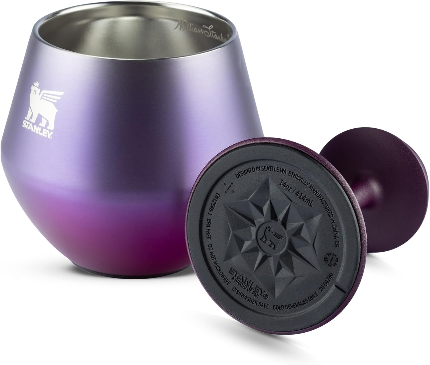 Stanley - Taça Térmica, Copo de cocktail isolado, aço inoxidável isolado a vácuo para bebidas frias, copo de gin ou vinho, 414 ml, Royal Purple Haze Stanley - Taça Térmica, Copo de cocktail isolado, aço inoxidável isolado a vácuo para bebidas frias, copo de gin ou vinho, 414 ml, Royal Purple Haze