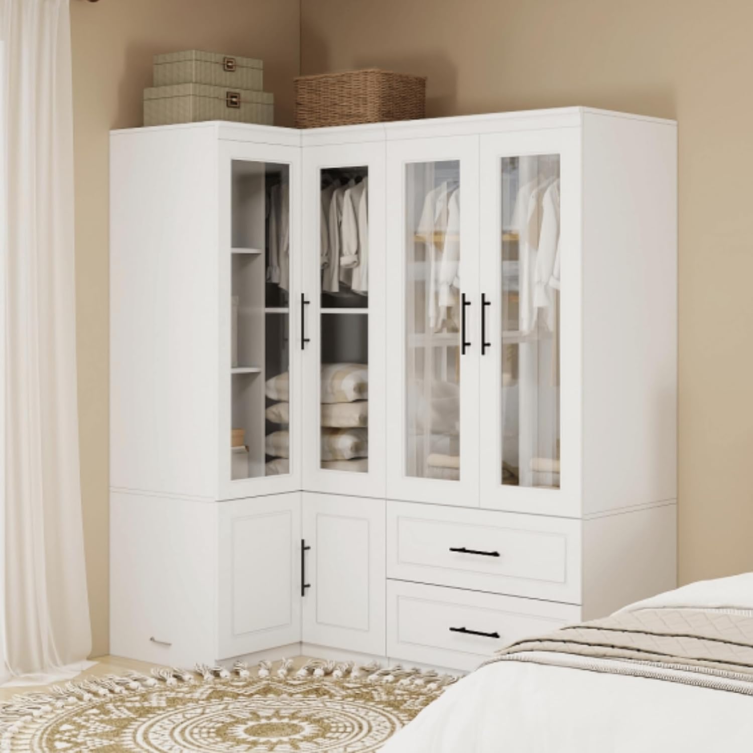 Amazon.com: UrbEleg Armoire Wardrobe Closet, Wardrobe Closet with Glass ...
