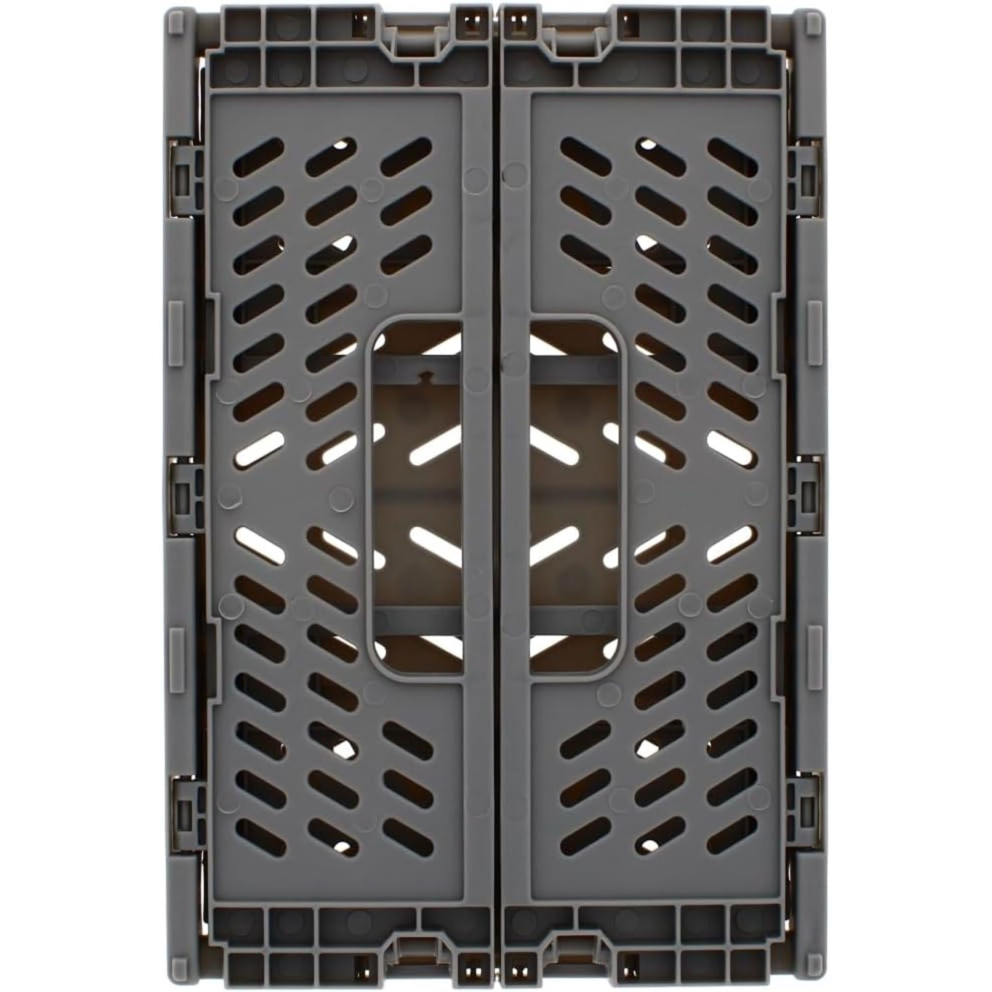 Lettuce Eat® 3 X Plastic Storage Basket Collapsible Crate Folding Bins Mini Foldable Stackable Crates Small Stacking Baskets Kitchen Box With Handles For Office Desktop Shelf 22.5X15X8.7CM (Grey)
