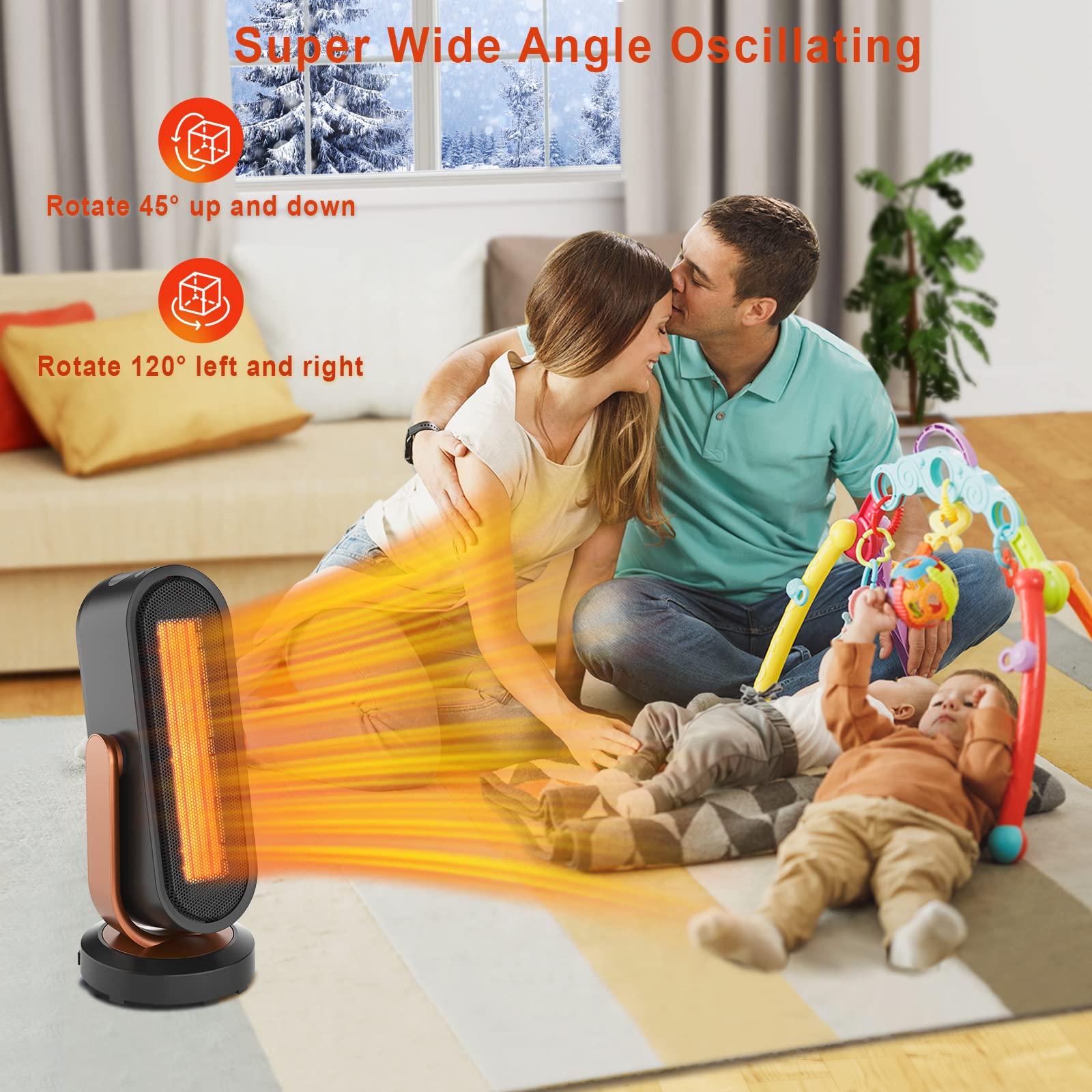 Amazon.com: Ubooop Electric Space Heater, 1500W Fast Ceramic Heater with  Thermostat, Remote Control, Oscillating, Tip-Overu0026 Overheating : Home u0026  Kitchen