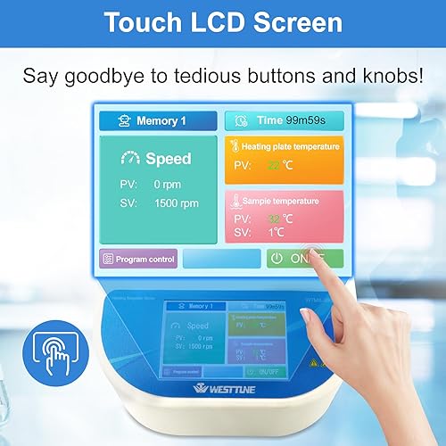 Miniatura 2 de Agitador magnético de placa calefactora con pantalla LCD táctil con función de ajuste de programa, 716.0 °F/716℉ 5.5 pulgadas, velocidad máxima