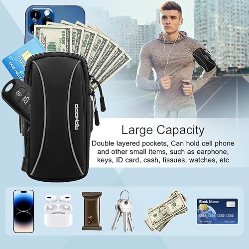 Miniatura 5 de Soporte para teléfono para correr, bolsa pequeña cruzada para hombro, bandas de brazo para correr y caminar, resistente al agua, brazalete para