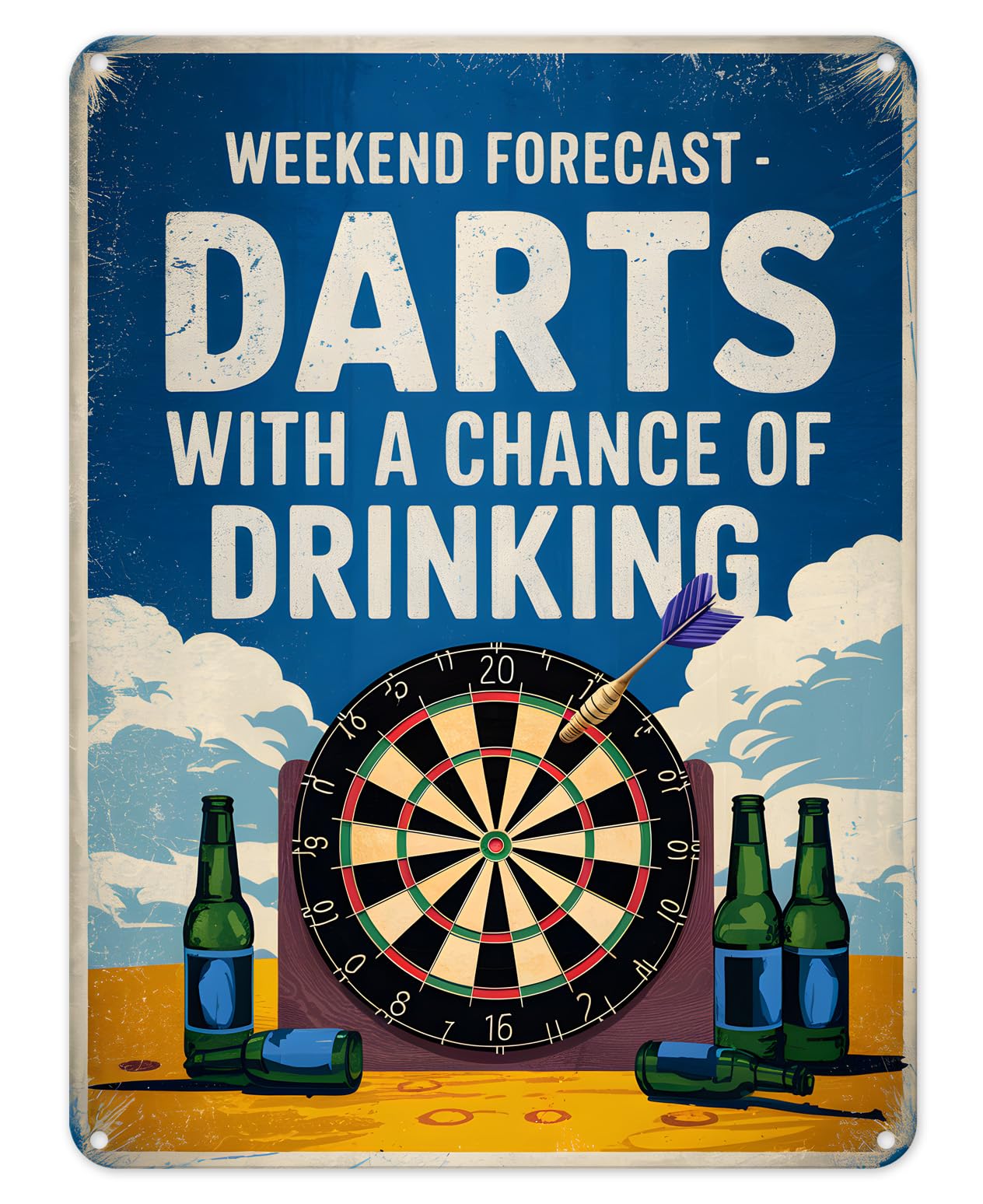 Shopagift Weekend Forecast Darts Metal Poster Wall Tin Sign Man Cave Shed Bar Bedroom Home Kitchen - A5