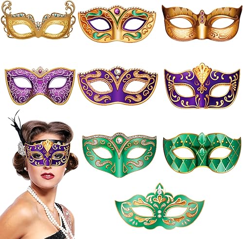 On-Airstore Máscaras faciales de papel para carnaval de Mardi Gras para mujeres y niñas, disfraz de mascarada, accesorios de recuerdo de fiesta
