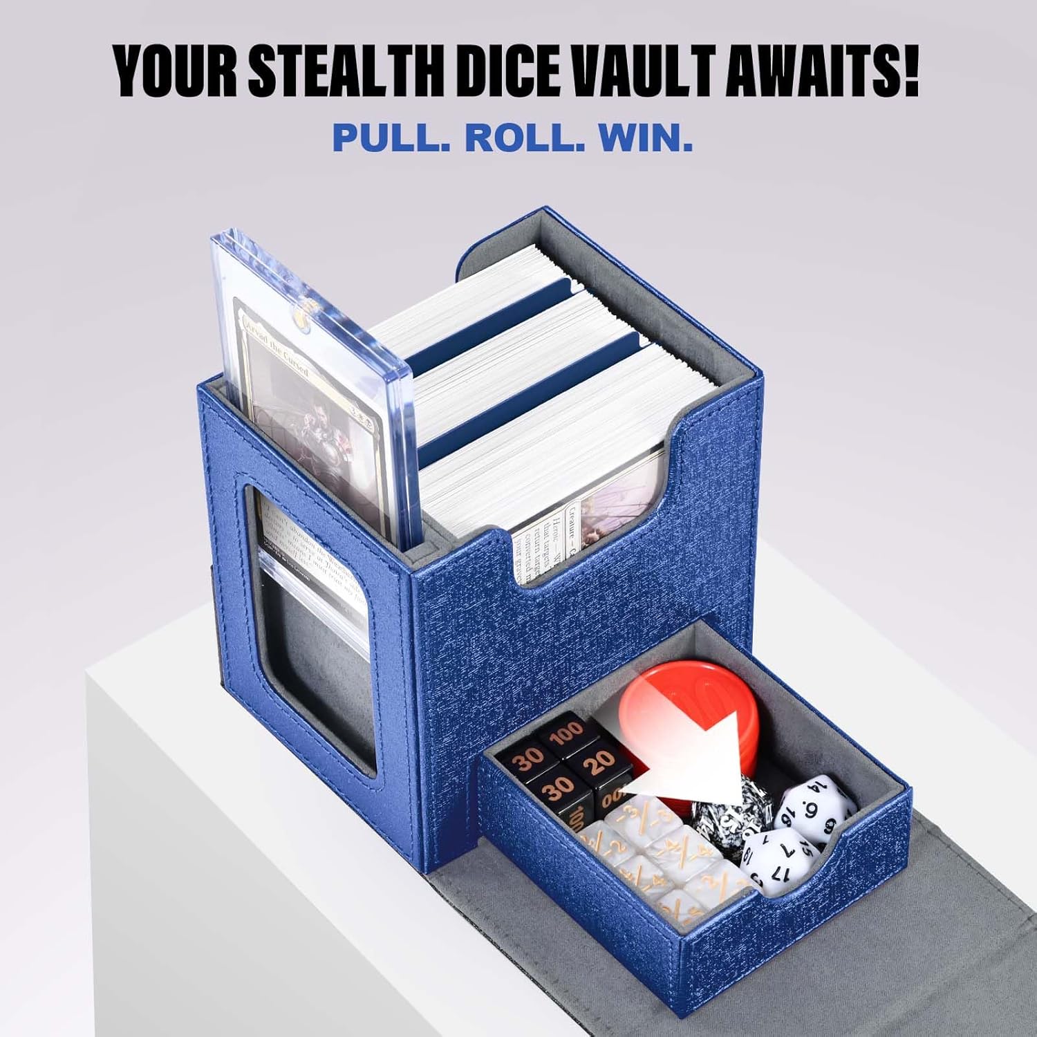 Dragon Commander Deck Box with dice Tray,Kabinka DND Dice Set, 7pcs Mini Metal Dice with Pocket Watch Shell