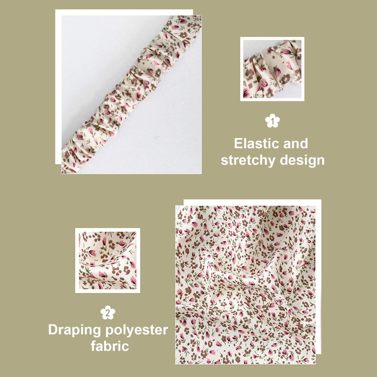 Homiladi 3 Pcs Hair Bandana, White Floral+crushed Floral+black Floral, 1 count (Pack of 3) - Image 3