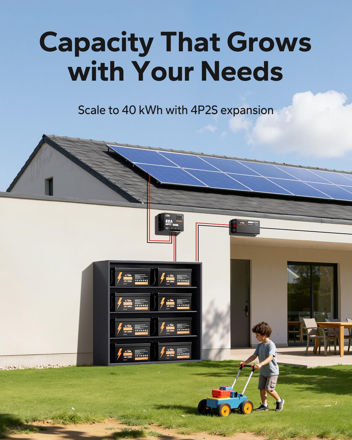 Litime LiFePO4 batteries installed in a home solar backup system