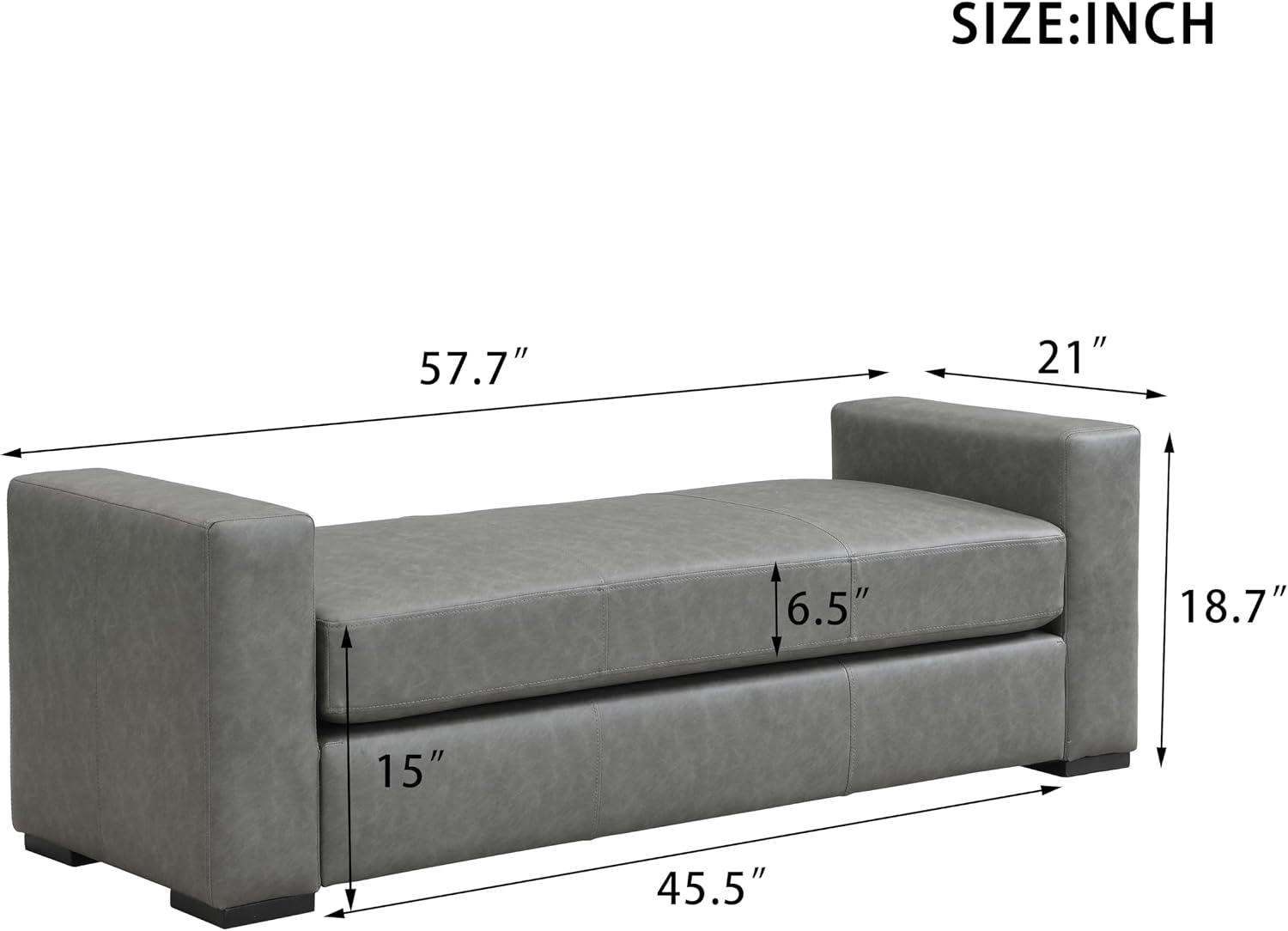 Christopher Knight Home Mosley Faux Leather Upholstered Ottoman Bench, Rectangular Foot Stools Ottoman, Wooden Ottoman Footrest, Bedroom End of Bed Footstool, Living Room Sofa Extra Seat, Grey