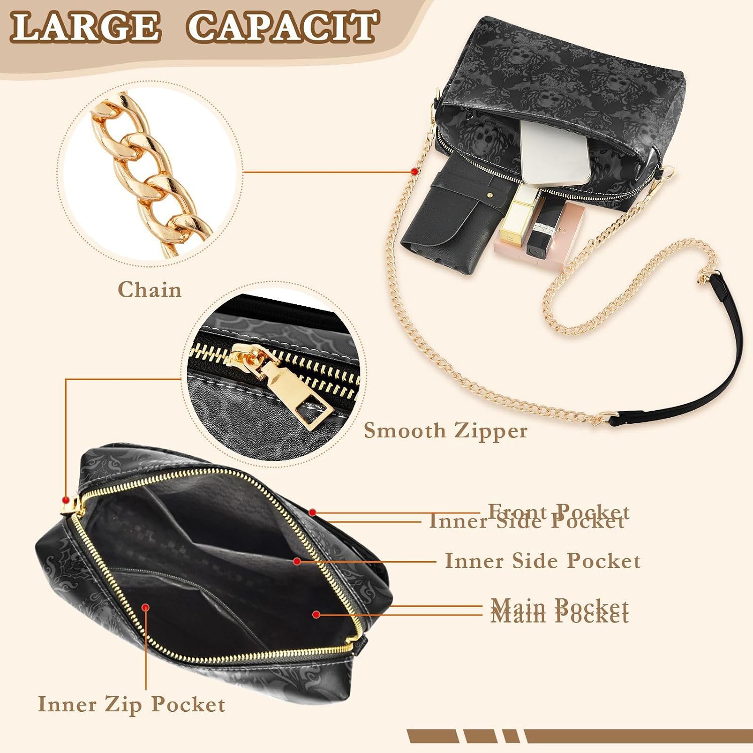 Small Crossbody Bag for Women Trendy PU Leather Shoulder Bag Cell Phone Wallet Purse for Travel Work