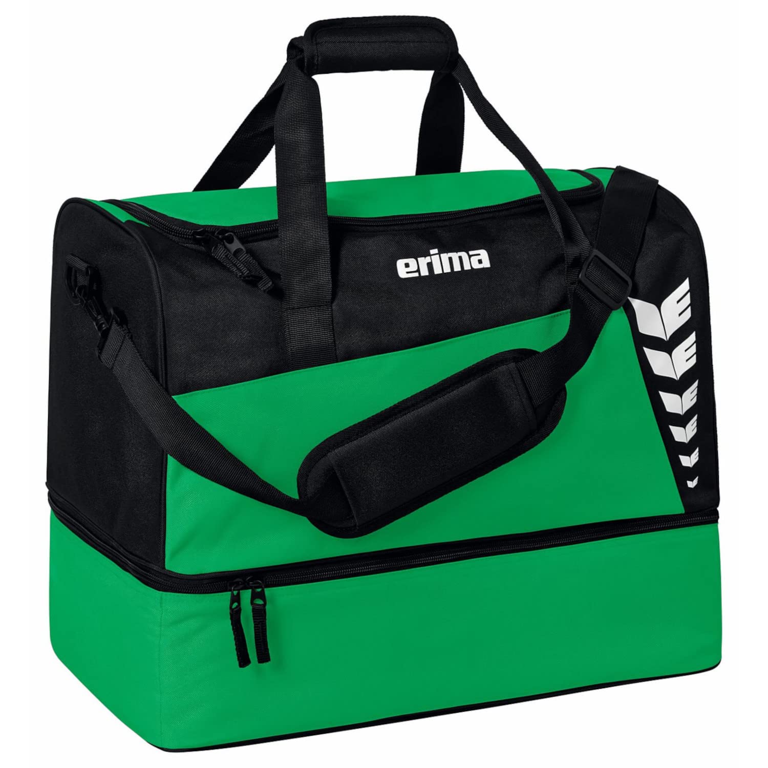 Erima Six Wings Sports Bag with Bottom Compartment, Emerald/Black, M