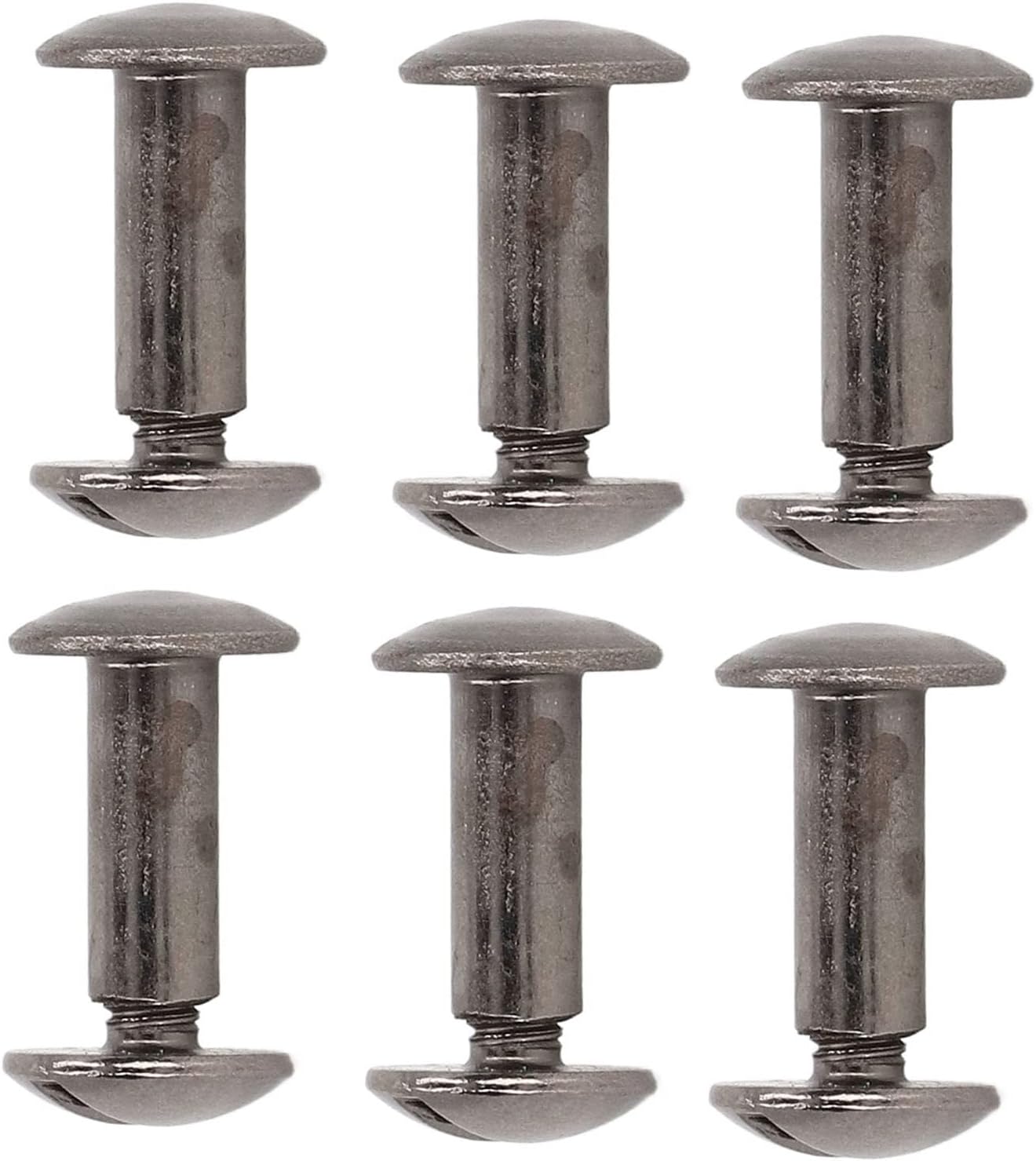 200 Sets Book Binding Screw, Chicago Screws Metal Binding Screws, Brass Leather Rivet Kit with Round Flat Head Studs 10x15mm for DIY Journal Notebook Repair (Silver Black)