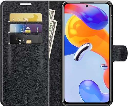 Capa Capinha Carteira Para Xiaomi Redmi Note 11 Pro e Note 11 Pro 5G Case Couro Flip Wallet (Preta)