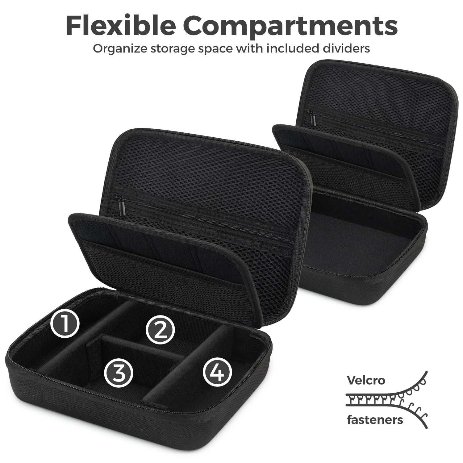 deleyCON Voyage Accessoires Organisateur Sac Feutre Grand - Boîtier Rigide avec Séparateurs - pour Électronique, Chargeur, Bloc Alimentation, Câble, Voiture, Accessoires Voyage, Tondeuse - Noir
