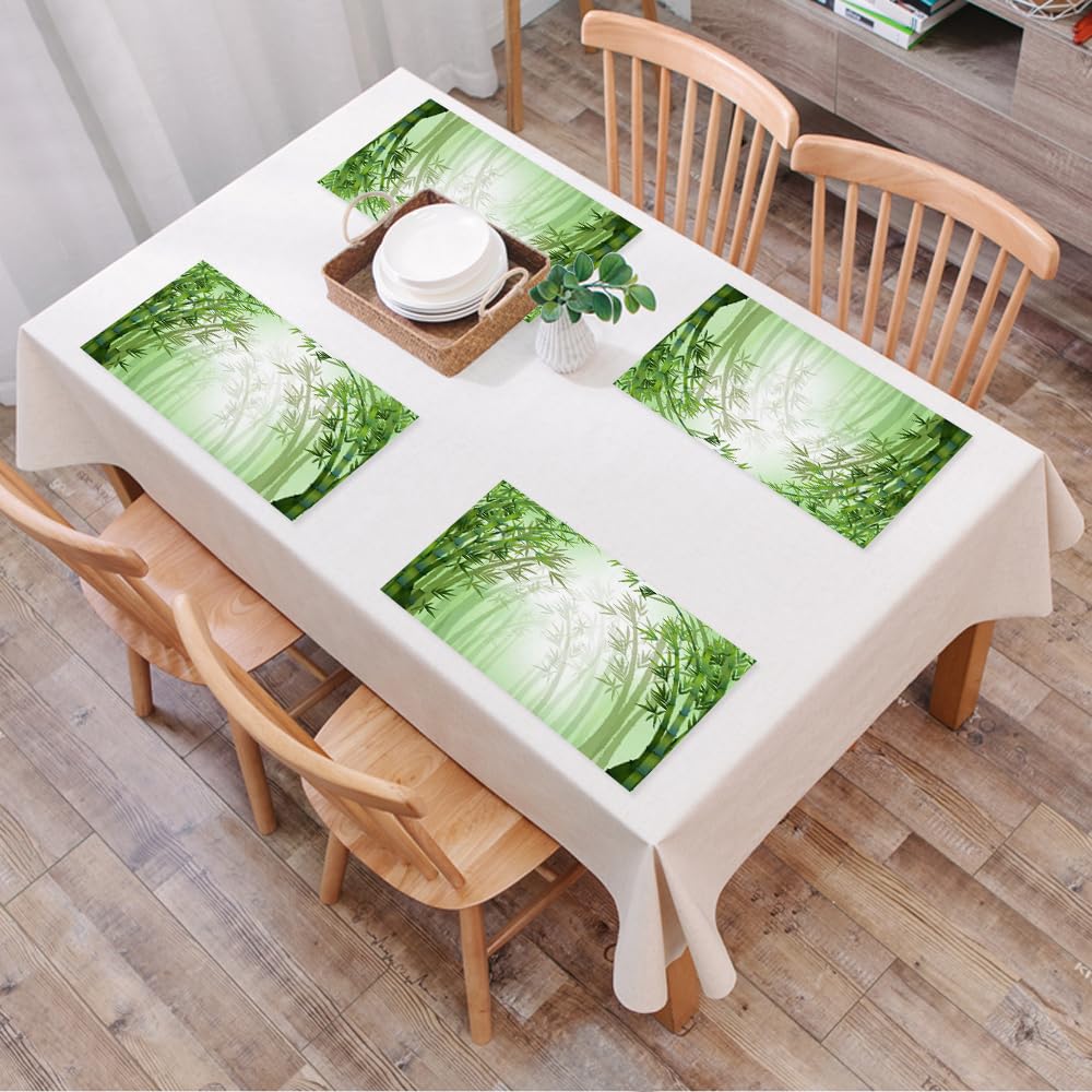 Set Di 4 Tovagliette Americane ABAKUHAUS – Grigio Giallo, In Tessuto Lavabile, Stile Vintage Legno