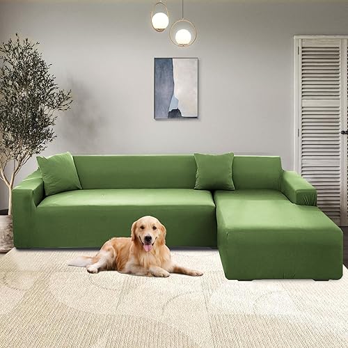 Miniatura 6 de Arfntevss Juego de 2 fundas impermeables en forma de L para sofá seccional, juego de 2 piezas mágicas antideslizantes, elásticas, fundas
