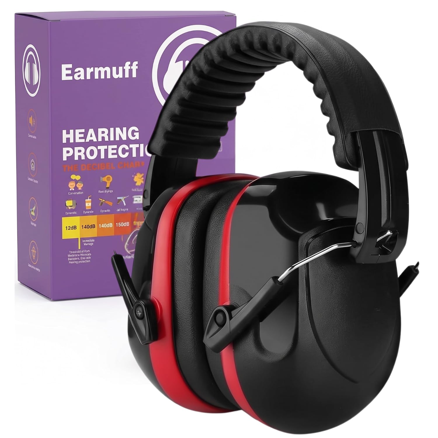 DECOVETTE Ear Protection Noise Cancelling Ear Muffs, Noise Reduction Earmuffs with Adjustable Fit, Ear Defender for Noise Reduction, Sound Protector for Ears, Ear Safety Protection for Work & Study-image-4