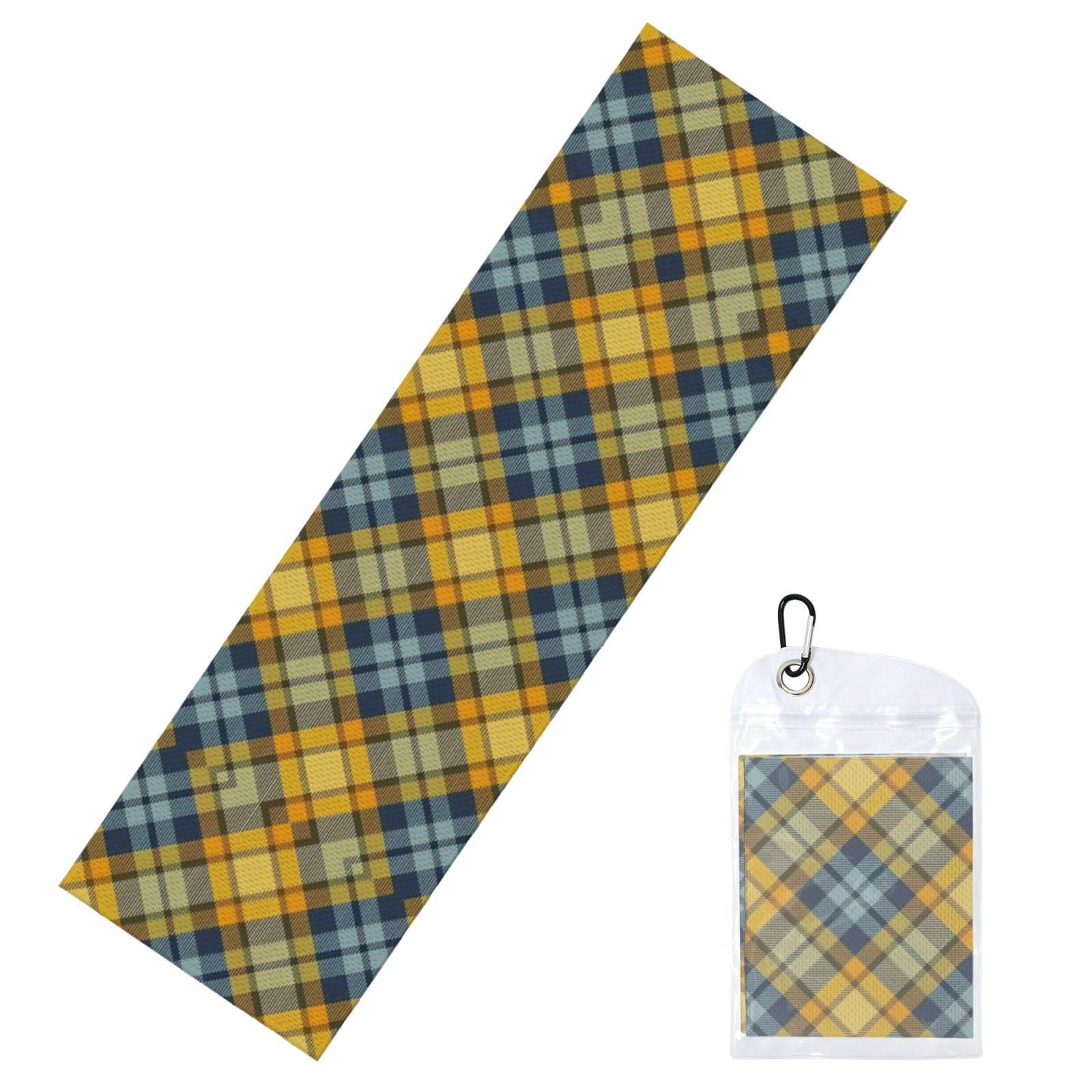 DUYIOKH Yellow checkered pattern Print Cooling Towel, Portable Towel for Gym Workout Golf Beach World Cup Sports Hot Weather