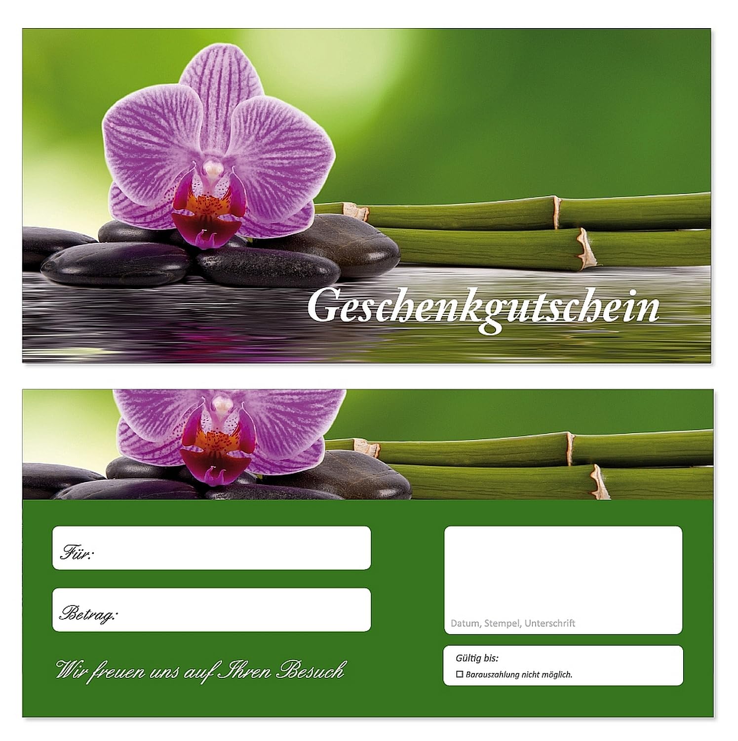 200 Stück Geschenkgutscheine (Orchidee-694) Gutscheine Gutscheinkarten für Bereiche wie Erholung Wellness Spa Urlaub Reisen