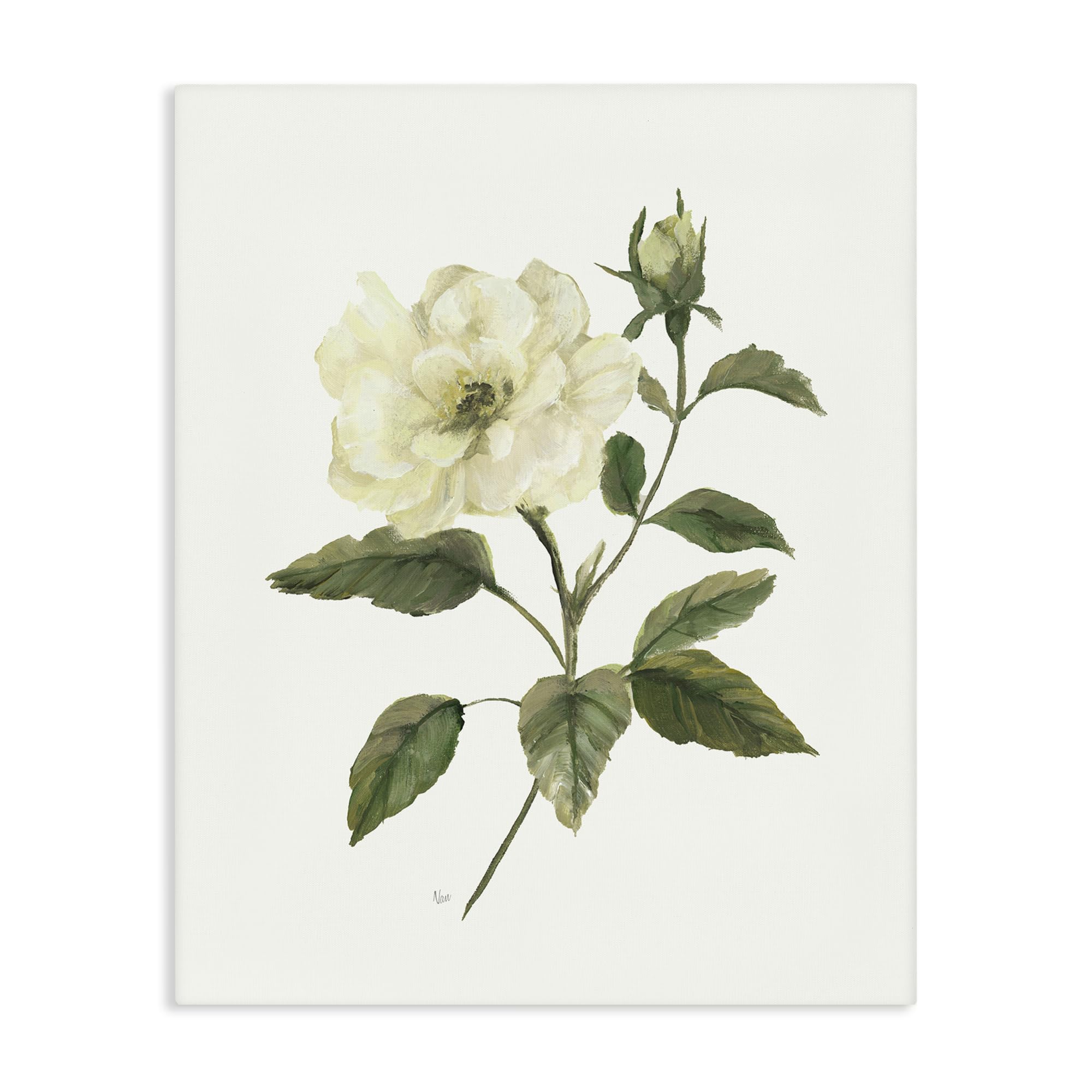 Stupell Industries Unframed 'Ivory Rose Bloom With Green Foliage'| Canvas Art